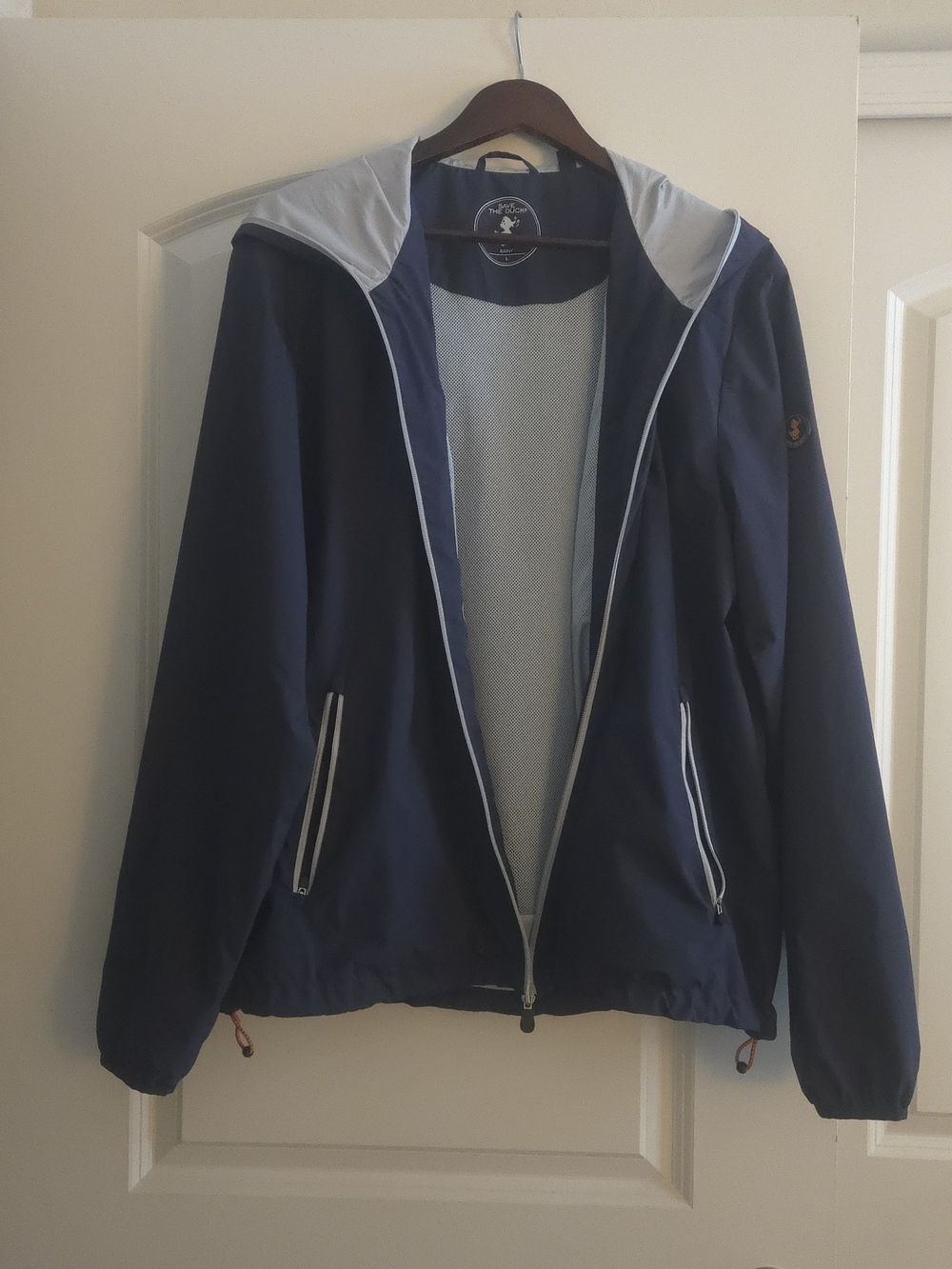 SAVE THE DUCK Navy and Light Gray Hooded Windbreaker for Men